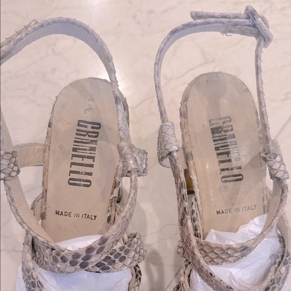 Granello Italian Vintage Python Snakeskin Strappy Heels - Picture 5 of 11